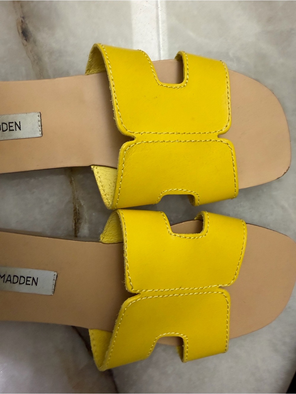 Steve Madden Yellow Leather Slide Sandals - Picture 3 of 3